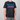 Person wearing a black t-shirt with colorful graphics and 'MARIN' branding on a gray background