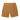 Brown shorts with a visible brand logo on a white background