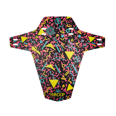 Colorful geometric patterned product with 'Handup' branding on a white background