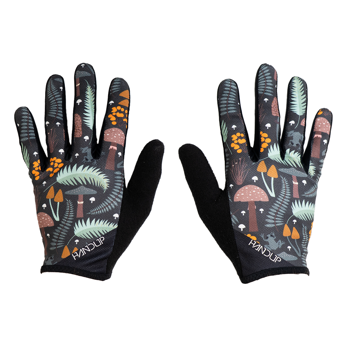 Pair of cycling gloves with forest pattern