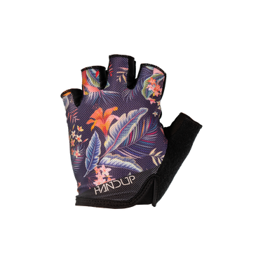 Floral patterned glove with 'Handup' branding on a white background