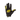 Black glove with yellow logo and text on a white background