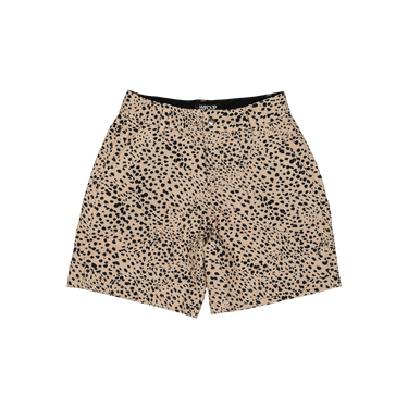 Leopard print shorts on a white background