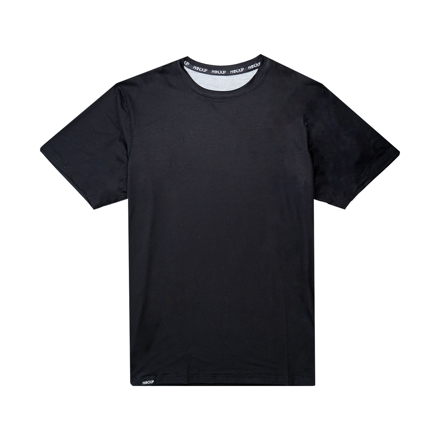 Black t-shirt on a white background
