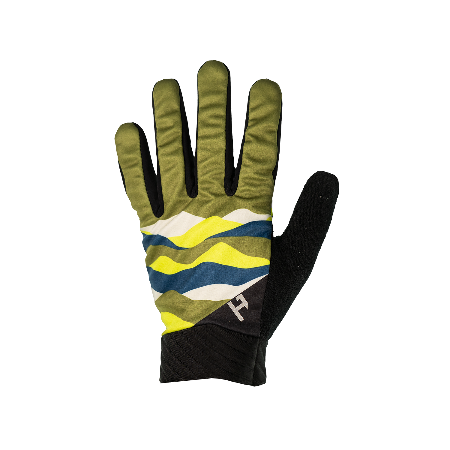 Glove with a colorful pattern on a white background