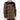 A long-sleeved Flannel Button Up shirt in brown and tan plaid pattern with a solid black panel across the shoulders.