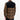 A long-sleeved Flannel Button Up shirt in brown and tan plaid pattern with a solid black panel across the shoulders.
