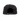 Black cap with a brand logo on the back against a white background