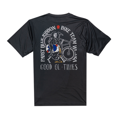 black tech tee with Pabst bike design