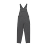 Dark gray canvas bib overalls with adjustable shoulder straps, a chest pocket, and side cargo pockets, shown flat against a white background.