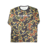 Camouflage long-sleeve shirt with 'HANDUP' text on a white background