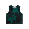 Green and black tie-dye tank top on a white background