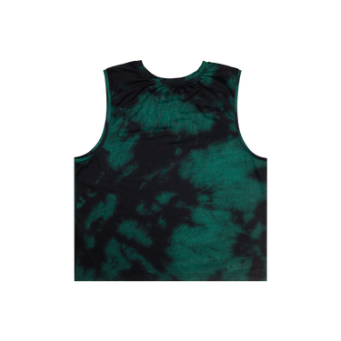 Green and black tie-dye tank top on a white background