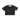 Black tie-dye t-shirt with a brand logo on a white background