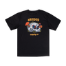 Black t-shirt with a colorful skull design and 'Handup Supply Co' text on a white background