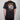 Black t-shirt with a skull design and 'HANDUD supply co' text on the back, worn by a person.