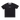 Black t-shirt with a logo on a white background