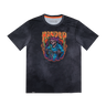 Black t-shirt with colorful graphic design and 'Handup' text on a white background