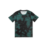 Green tie-dye t-shirt with a brand logo on a white background