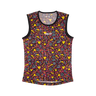 Colorful tank top with geometric pattern on a white background