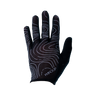 A black mountain glove with white topo map lines and the brand 'Handup' visible on the back.