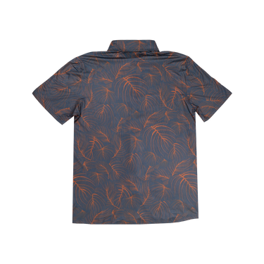 Short-sleeve shirt with a leaf pattern on a white background