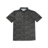 button up shirt with a dark green floral pattern on a white background