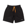 Black athletic shorts with an orange drawstring and a small white 'HANDUP' logo on the lower left hem, shown against a plain white background.