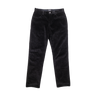 Black corduroy pants with a straight-leg fit, displayed flat against a solid white background.
