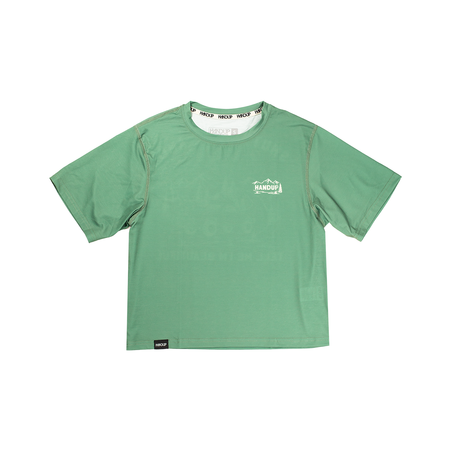The Best Biking Tech Tee | Cropped Shuttle Me Sage Green | HANDUP The Best Biking Tech Tee | Cropped Shuttle Me Sage Green | HANDUP