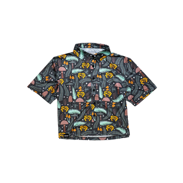 FlexGRID Button Up - Cropped Girls Pull Up Not Out Green Floral