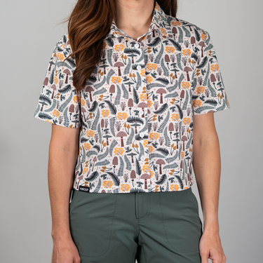 Cropped FlexGRID Button Up - GPUNO Cream Floral