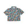 Short-sleeve shirt with floral pattern on a white background