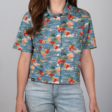 Cropped FlexGRID Button Up - Sunburn Shred