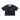 Black t-shirt with a logo on the chest against a white background