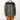 Person wearing a green and orange plaid shirt with a black patch on a white background