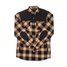 Plaid shirt with black and beige pattern on a white background