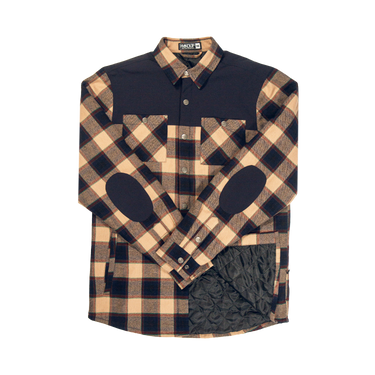 Plaid shirt with geometric pattern on a white background