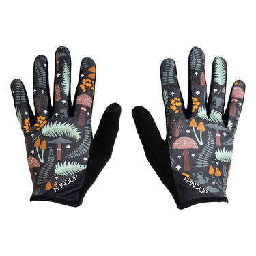 Pair of cycling gloves with forest pattern