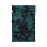 A dark teal and black tie-dye neck gaiter with 'HANDUP' branding printed on the top right and bottom left corners, displayed flat against a solid white background.