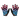 Pair of gloves with a checkered pattern in black, pink, and blue on a white background.