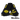 Black gloves with yellow text and graphics on a white background