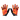 Pair of gloves with orange and black camouflage pattern on a white background