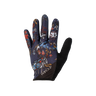 Gloves with colorful designs on a white background