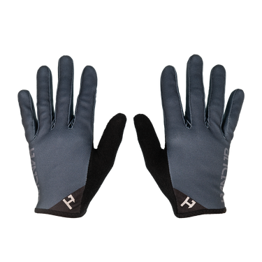 Pair of black and gray gloves on a white background