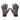 A pair of winter gloves shown flat against a white background, featuring a dark gray and black digital camouflage pattern on the back of the hands and black palms.