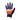 A single protective glove shown from the back, featuring a purple finger section, a black palm side, and a vibrant rainbow gradient stripe pattern across the back.