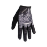 Black glove with white skeleton and motorcycle design on a white background