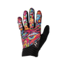 Colorful graphic glove with black accents on a white background