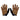 Pair of gloves with brown patterned palm and black cuffs on a white background